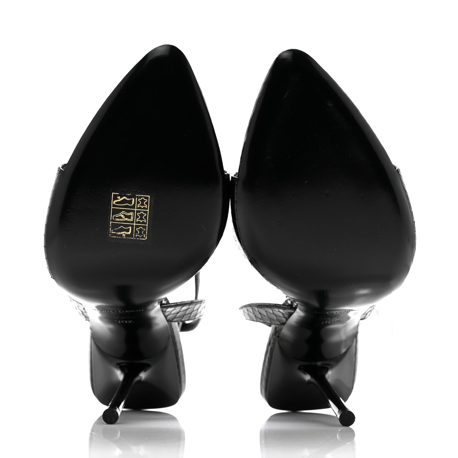 Saint Laurent Ayers Snakeskin Embossed Crystal Giqua 115 Sandals 38.5 Black 5 of 8