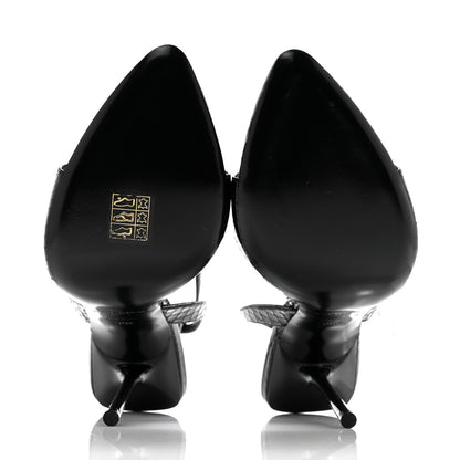 Saint Laurent Ayers Snakeskin Embossed Crystal Giqua 115 Sandals 38.5 Black 5 of 8