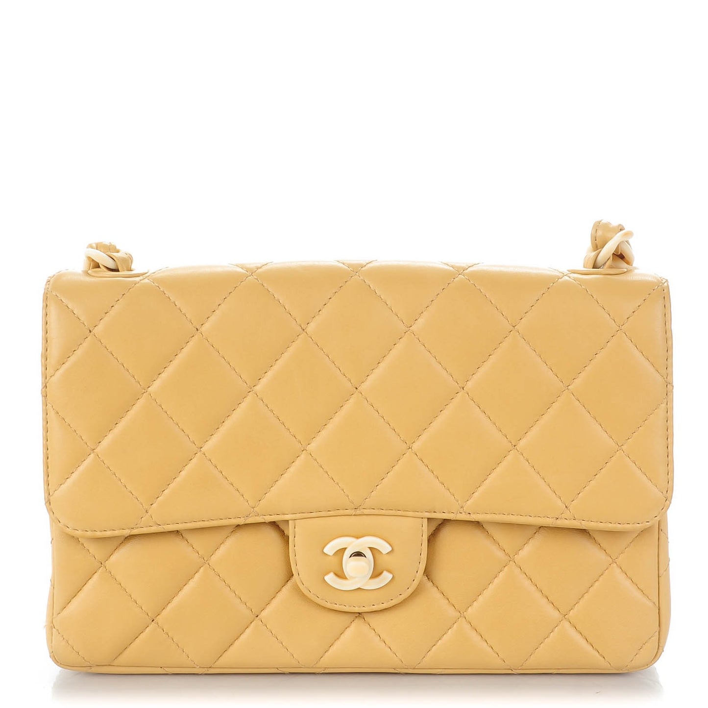 Lambskin Medium Bekko Chain Single Flap Beige