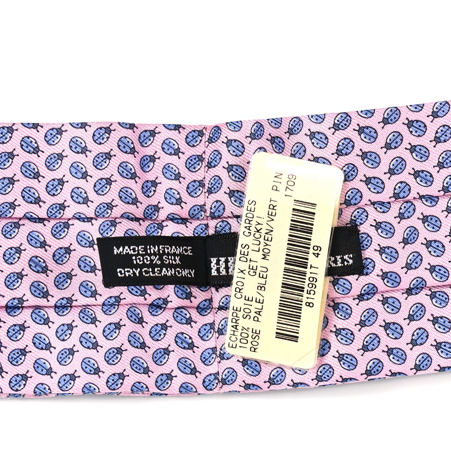 Hermes Silk Get Lucky Mens Ascot Rose Pale Bleu Moyen Vert Pin 4 of 4
