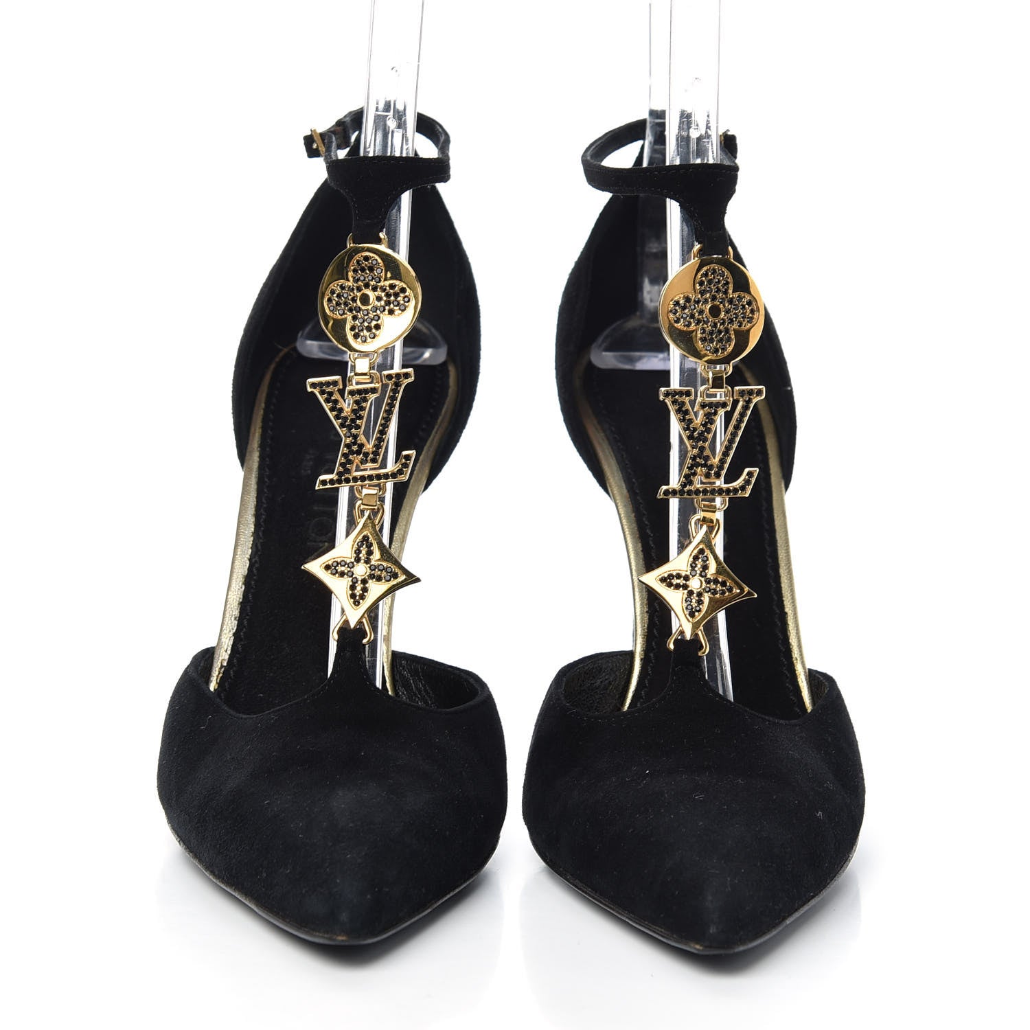Louis Vuitton Suede Vegas T Strap Pumps 39.5 Black 2 of 9