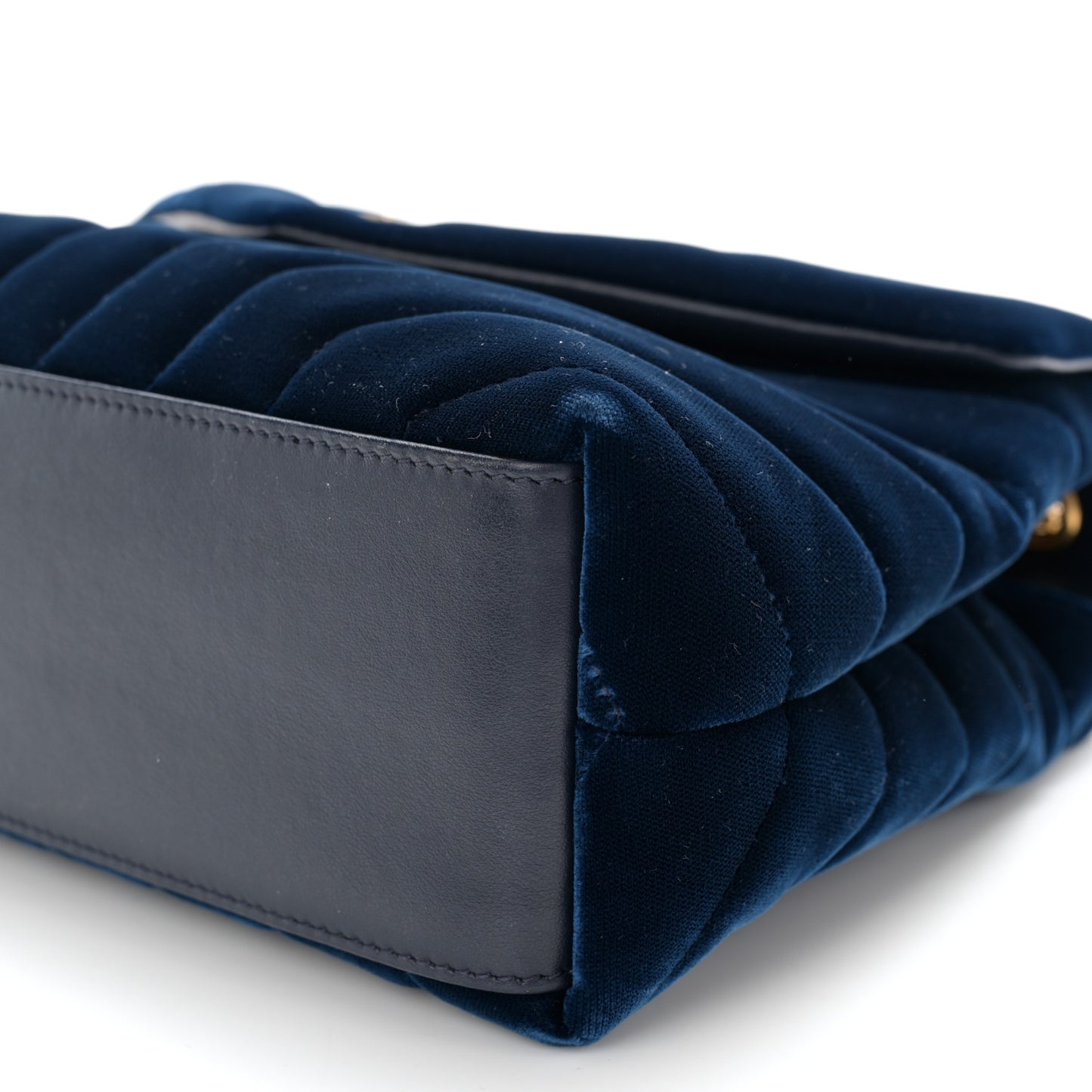 Velvet Y Quilted Monogram Small Loulou Chain Satchel Medium Blue