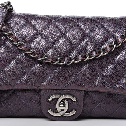 Chanel Iridescent Caviar Quilted Small Chic Flap Dark Purple 10 of 11