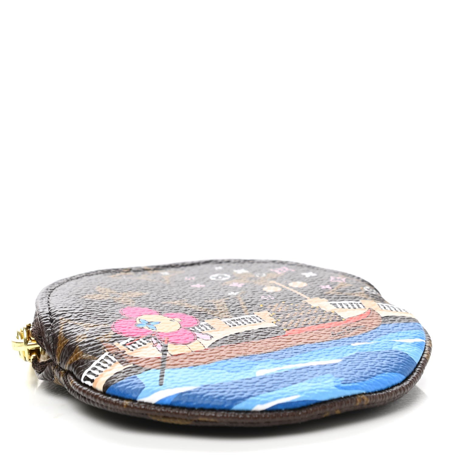 Louis Vuitton Monogram 2019 Christmas Animation Round Coin Purse Blue 4 of 7