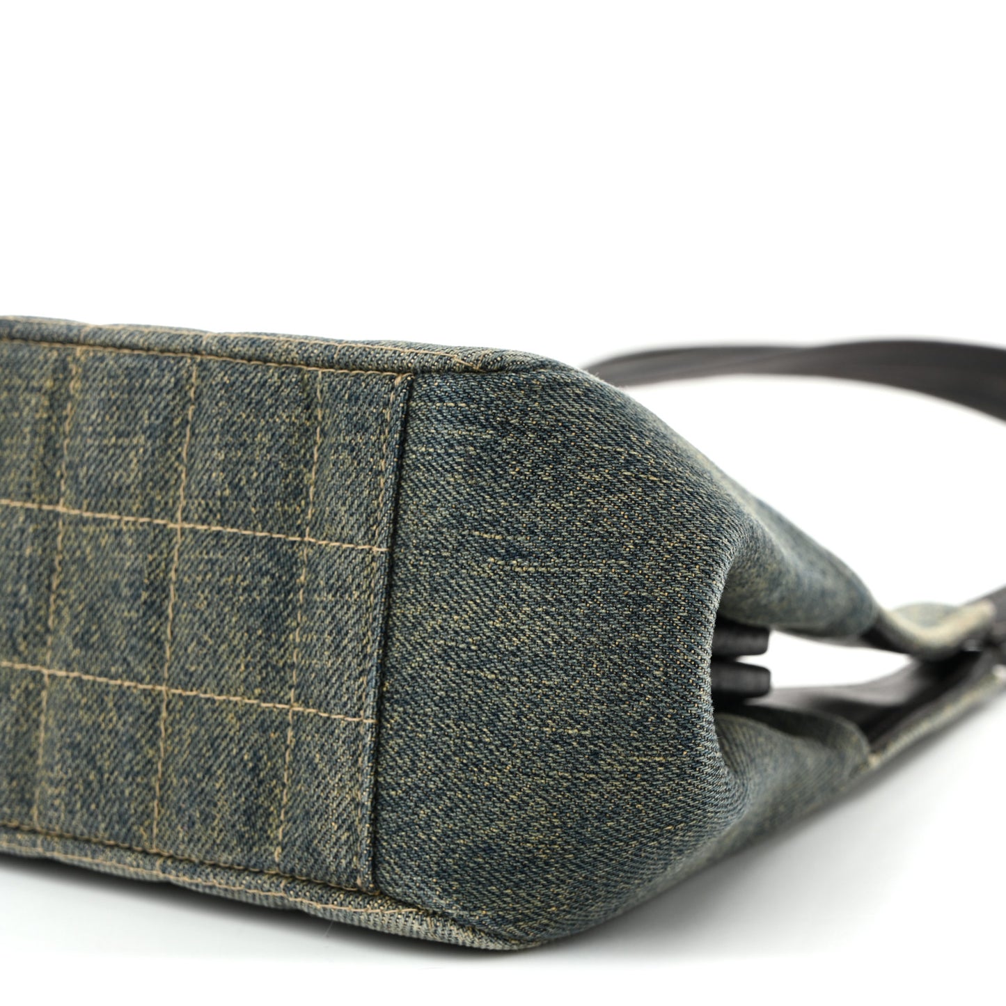Denim Quilted CC Chocolate Bar Shoulder Bag Blue