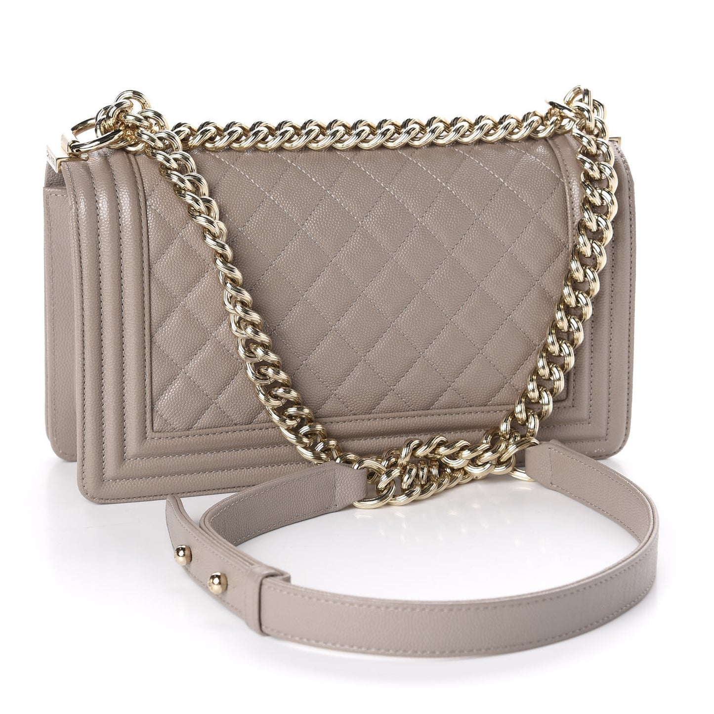 Caviar Quilted Medium Boy Flap Dark Beige
