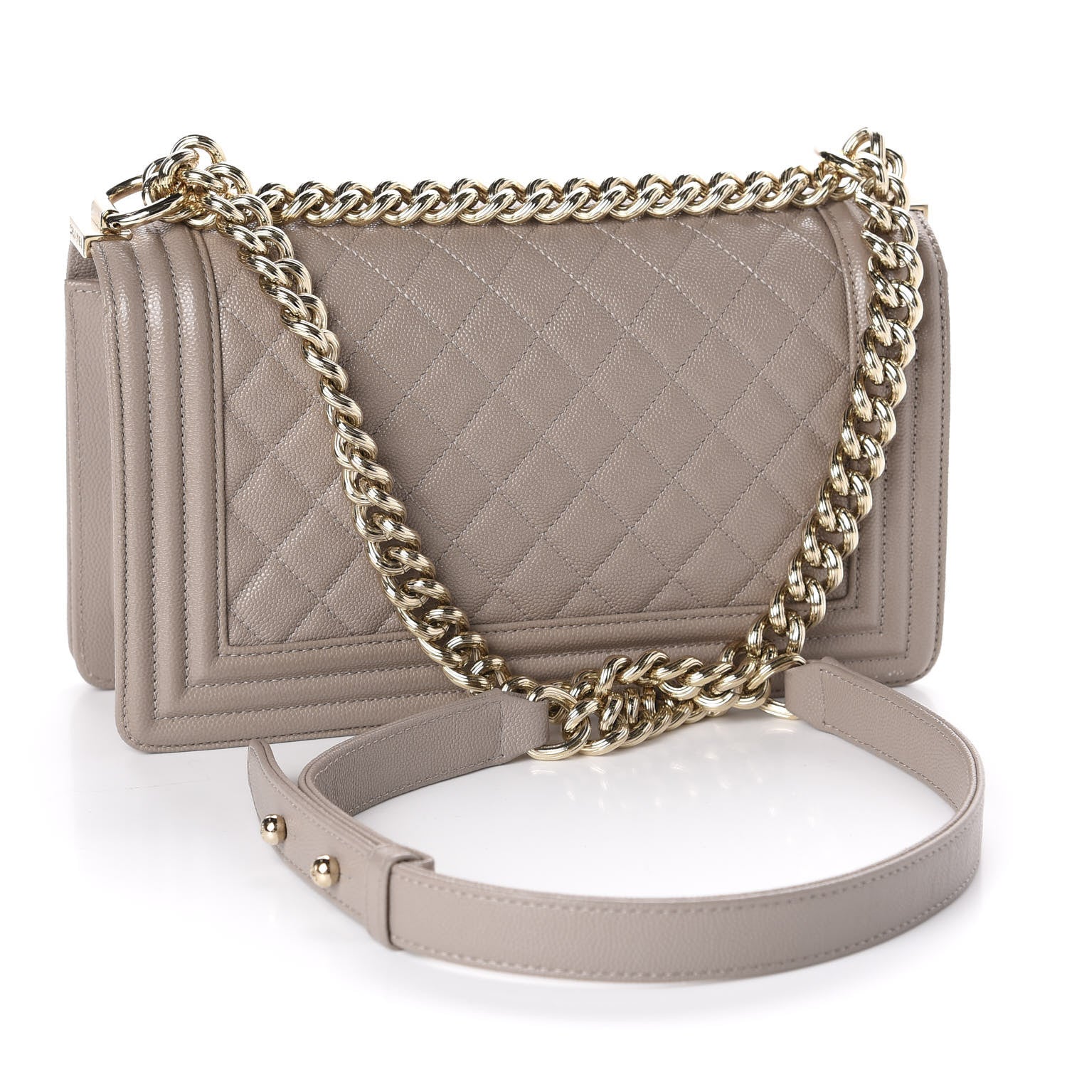 Chanel Caviar Quilted Medium Boy Flap Dark Beige 3 of 11