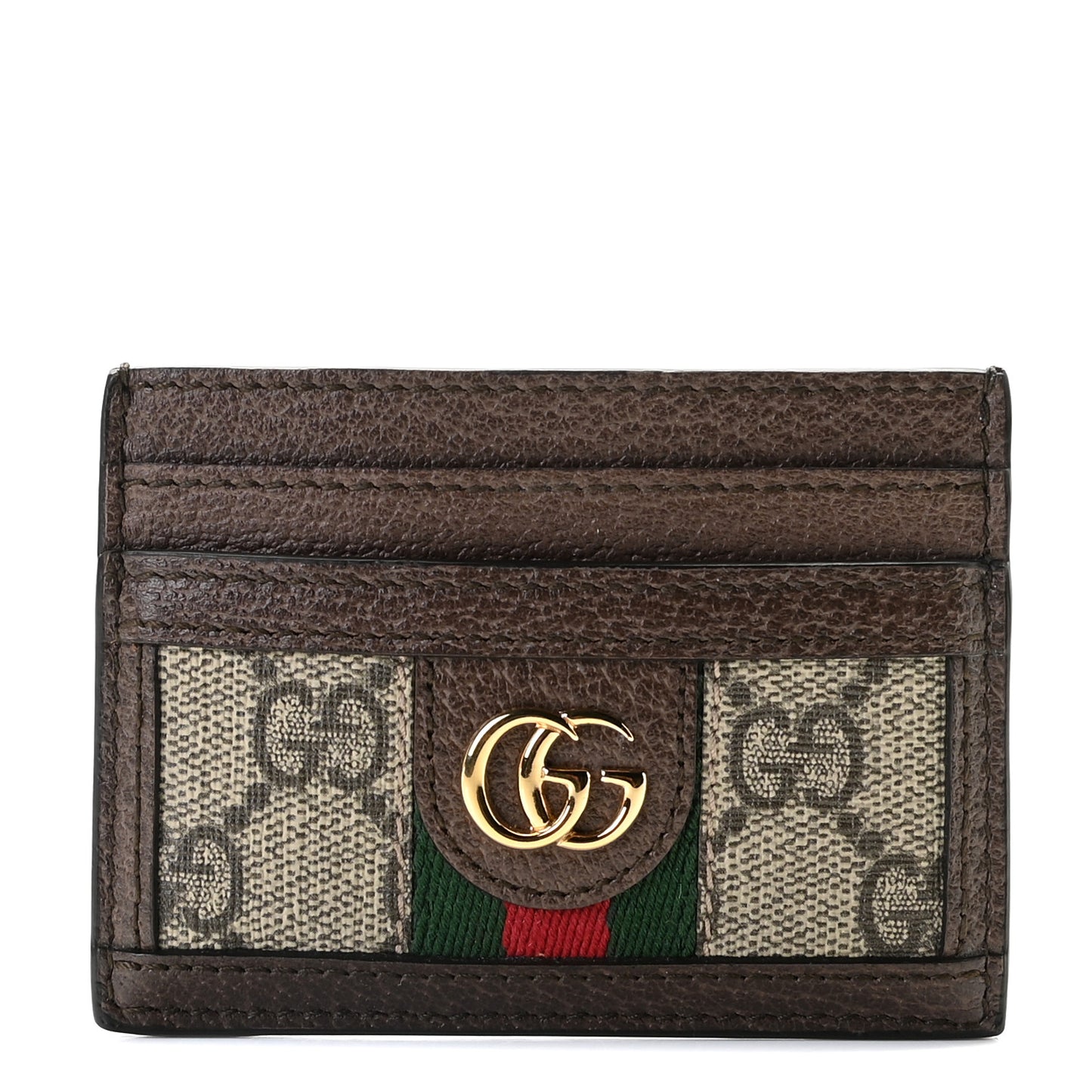 GG Supreme Monogram Ophidia Card Holder Brown