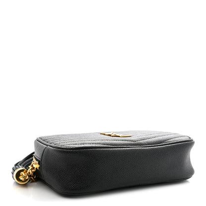 Saint Laurent Grain De Poudre Matelasse Monogram Mini Lou Camera Bag Black 4 of 10