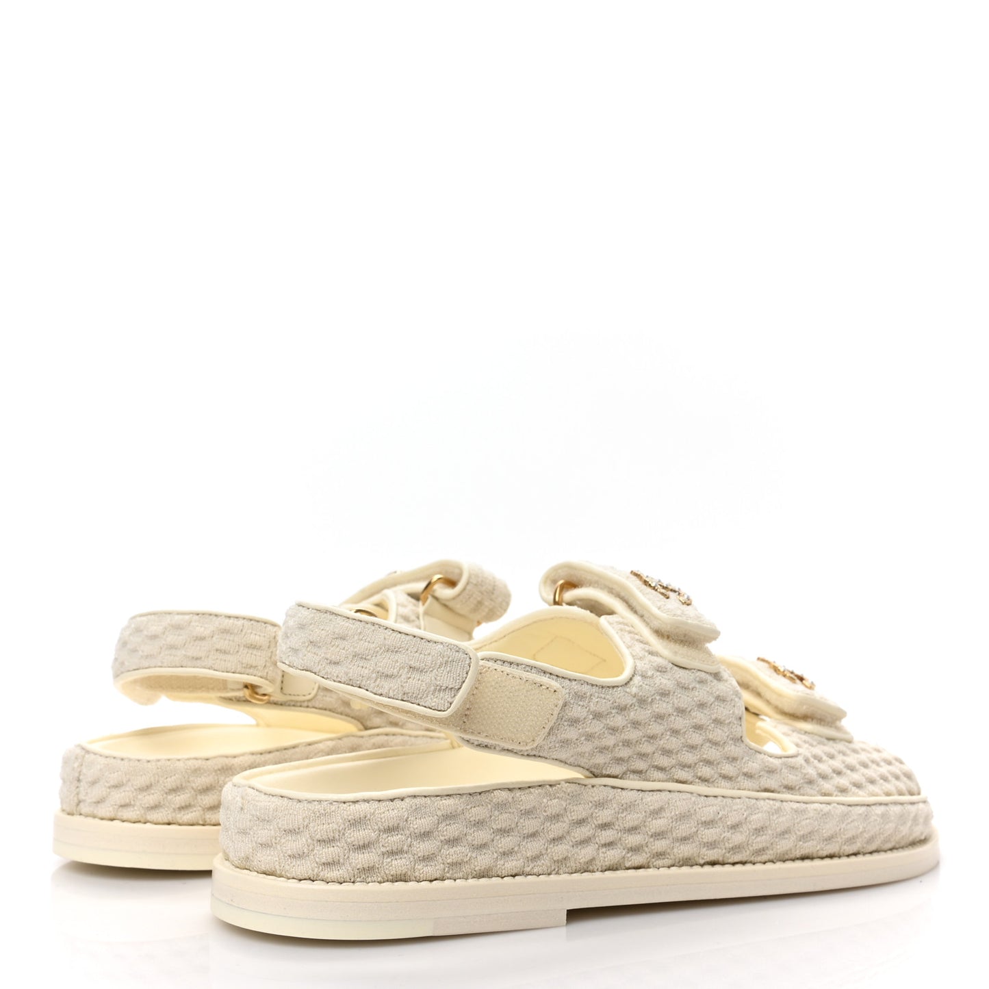 Knit Fabric Velcro Dad Sandals 37.5 Ivory