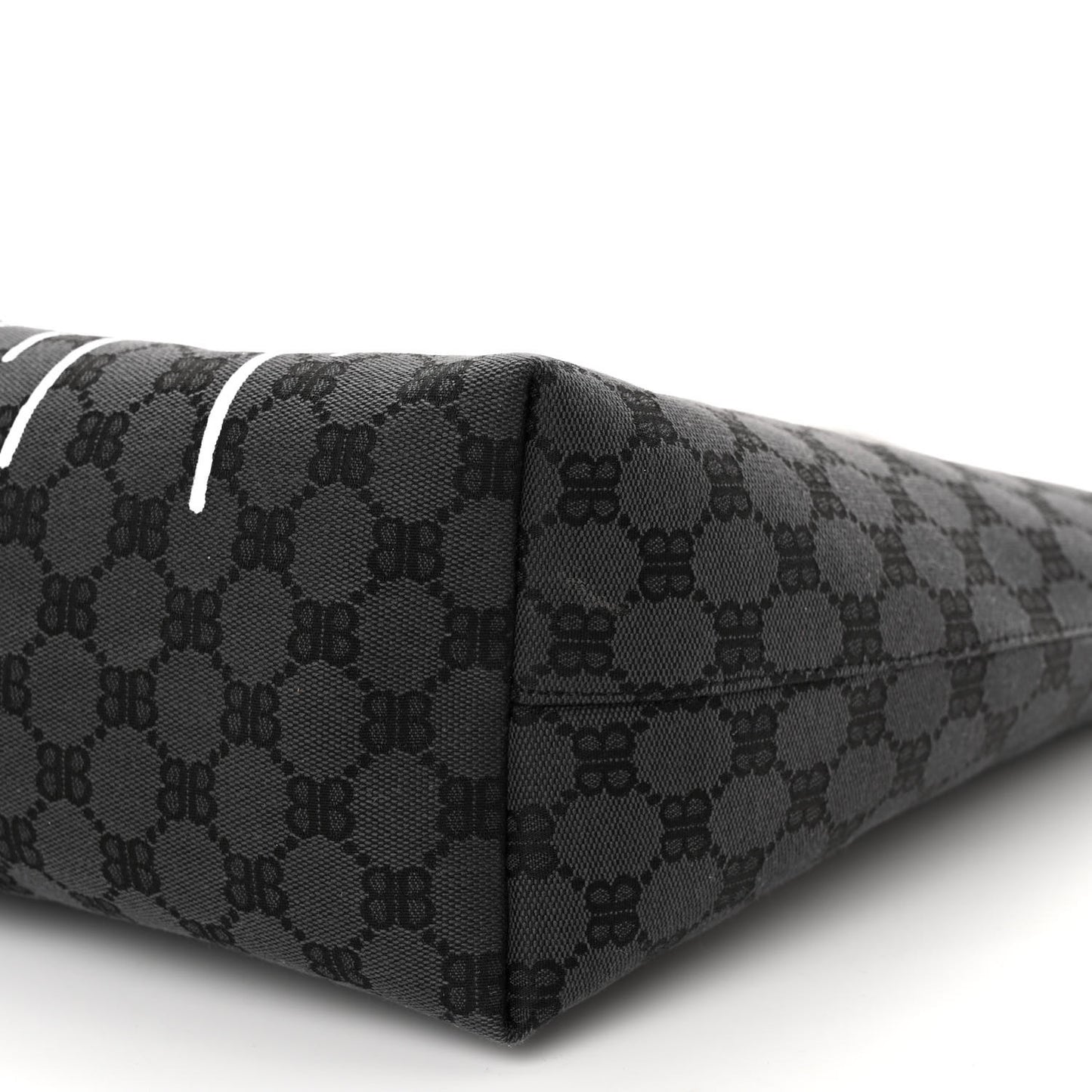 X BALENCIAGA BB Monogram Web Graffiti Medium Ophidia Shopping Tote Black