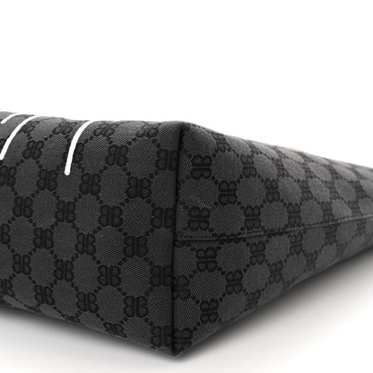 Gucci X BALENCIAGA BB Monogram Web Graffiti Medium Ophidia Shopping Tote Black 9 of 9
