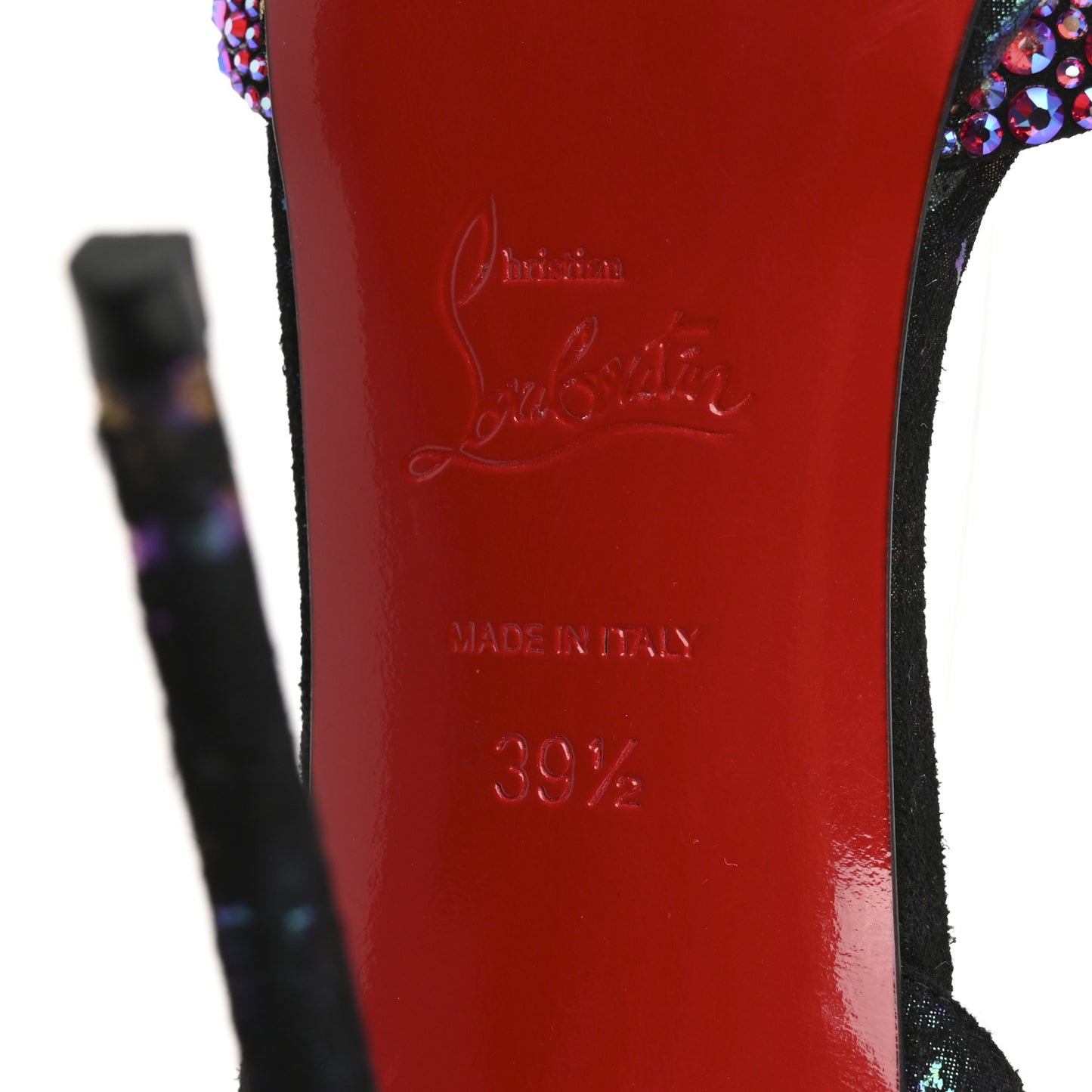 Milky Suede Loubiloo Bling Bang 120 Sandals 39.5 Black Multicolor