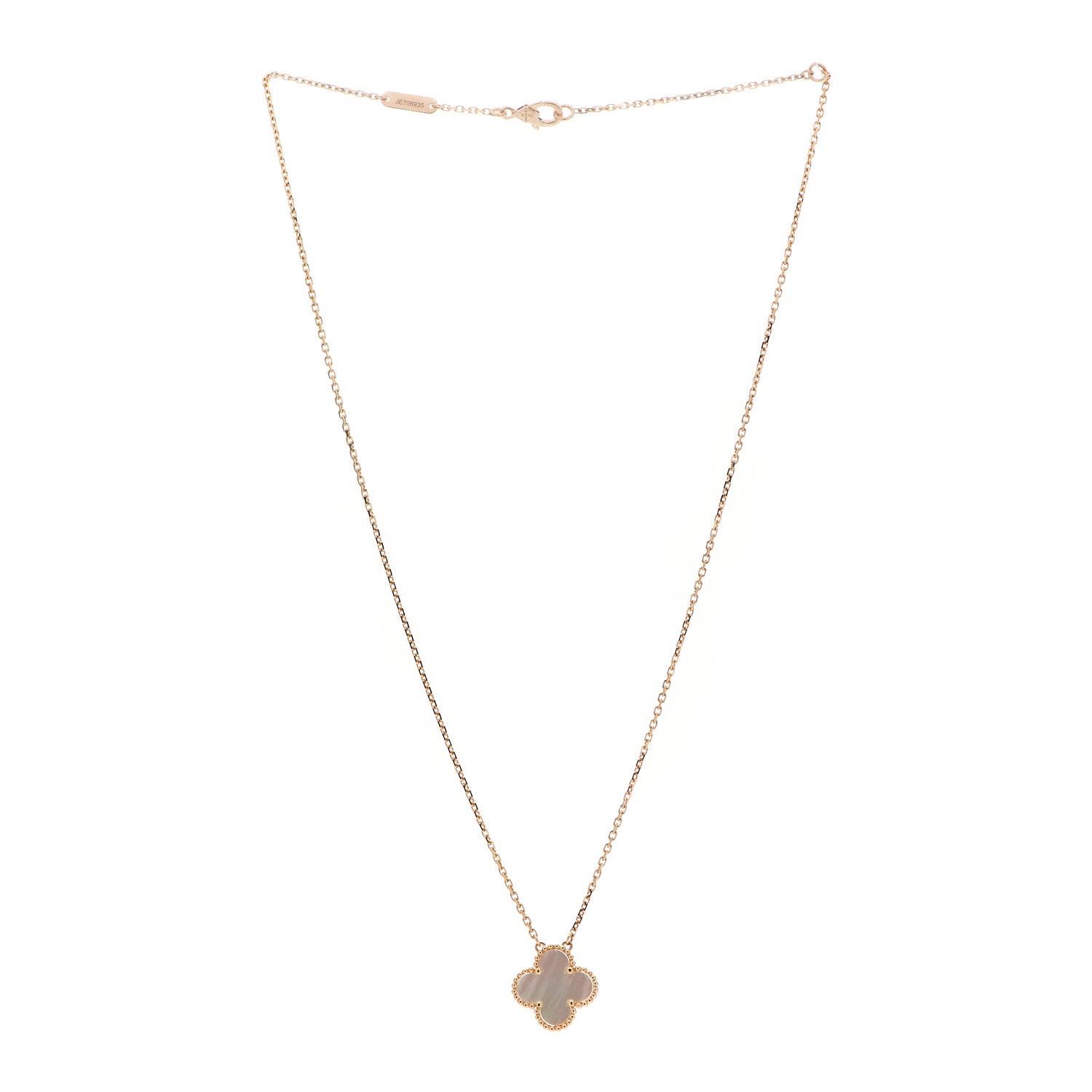 Van Cleef & Arpels 18K Yellow Gold Mother of Pearl Vintage Alhambra Pendant Necklace 3 of 6