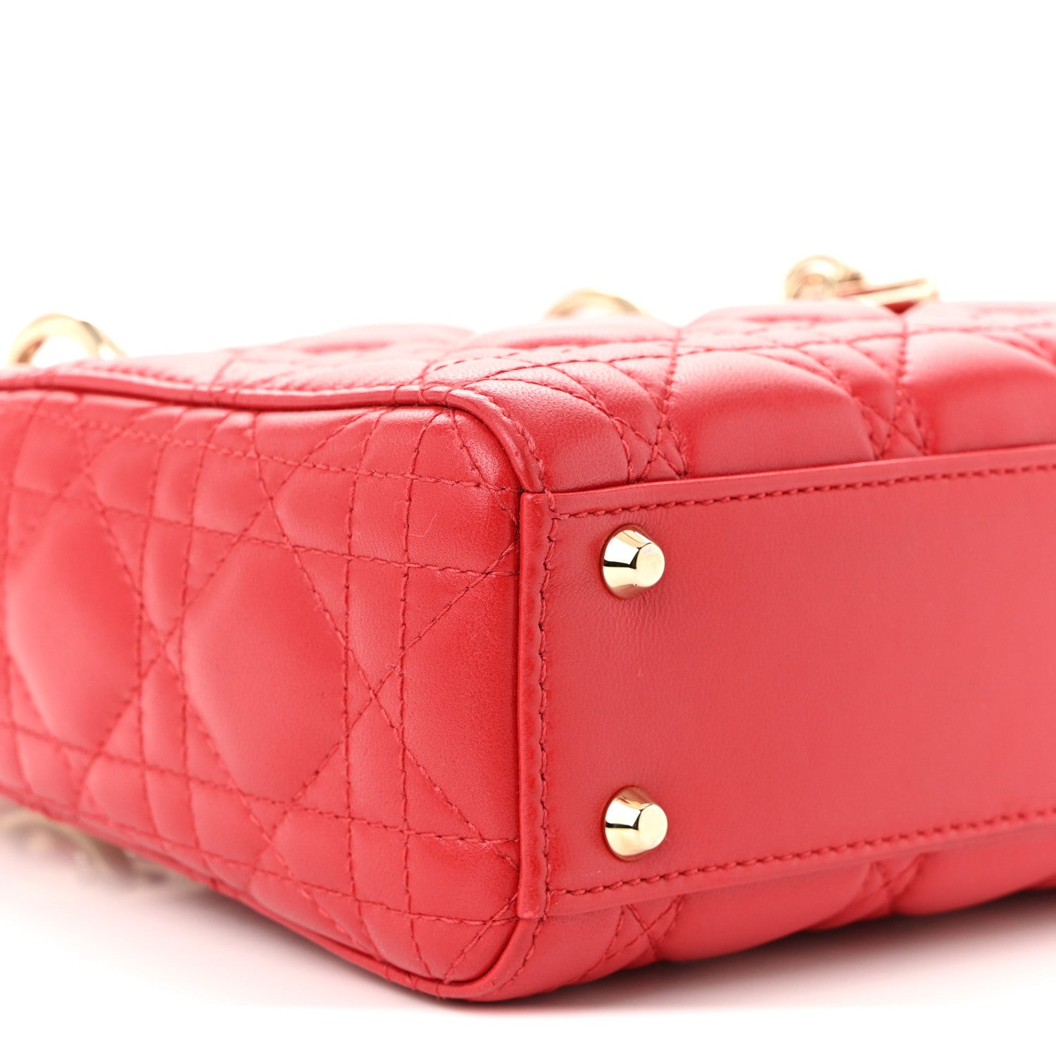 Christian Dior Lambskin Cannage Mini Lady Dior Red 9 of 11