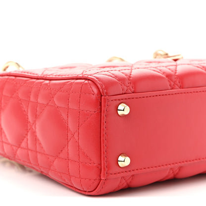 Christian Dior Lambskin Cannage Mini Lady Dior Red 9 of 11