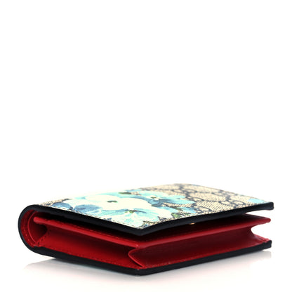 Gucci GG Supreme Monogram Blooms Card Case Beige Blue Navy Hibiscus Red 4 of 7