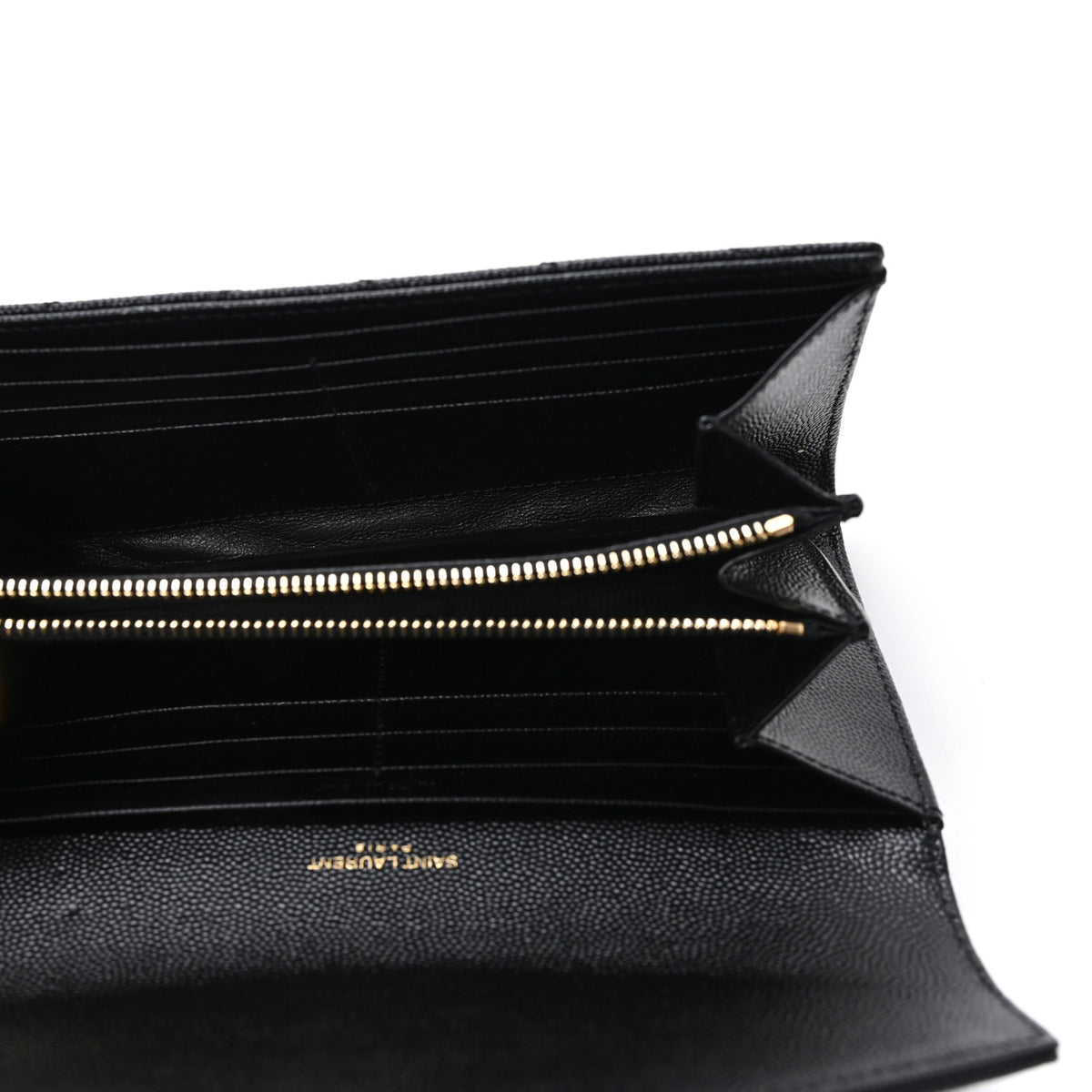 Saint Laurent Grain De Poudre Matelasse Chevron Monogram Flap Wallet Black 5 of 8