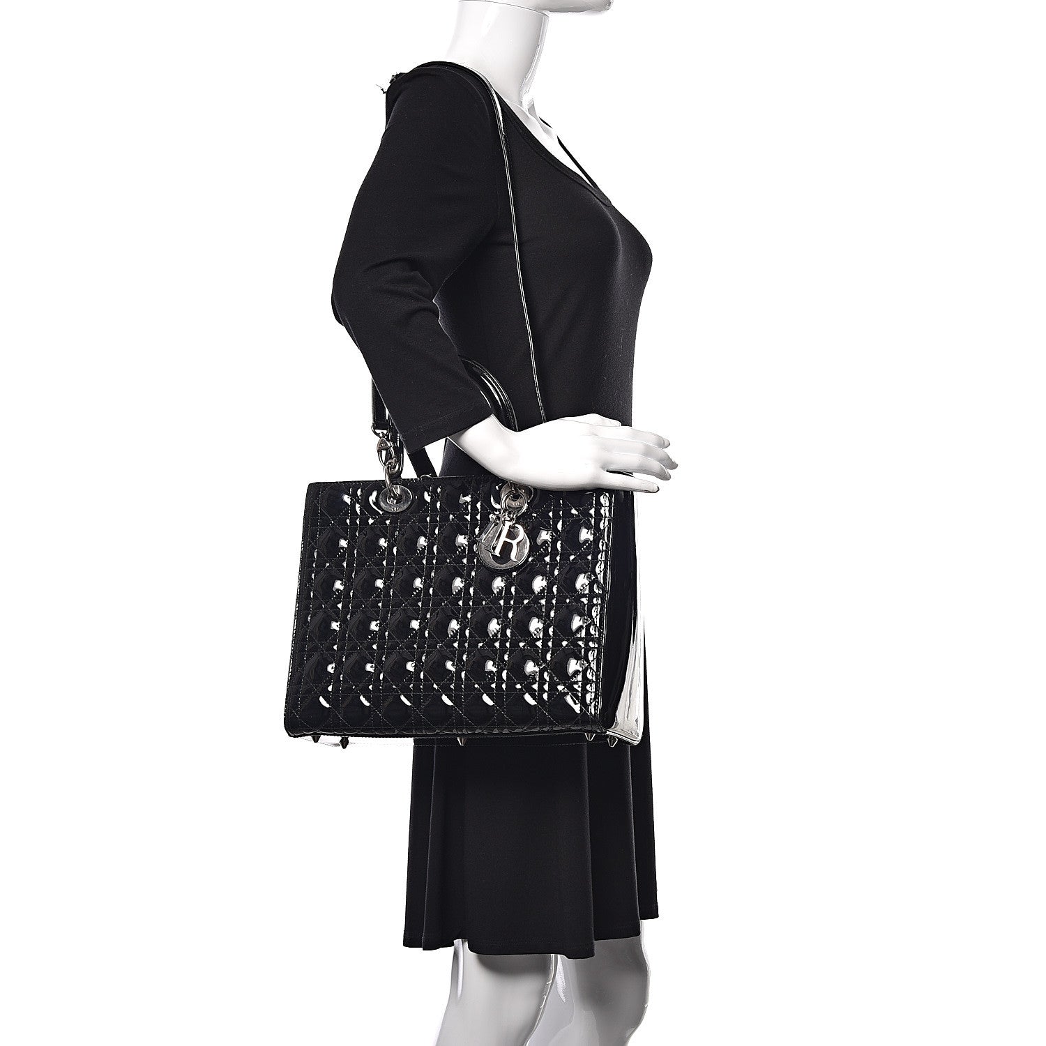 Christian Dior Patent Cannage Large Lady Dior Black 2 of 19