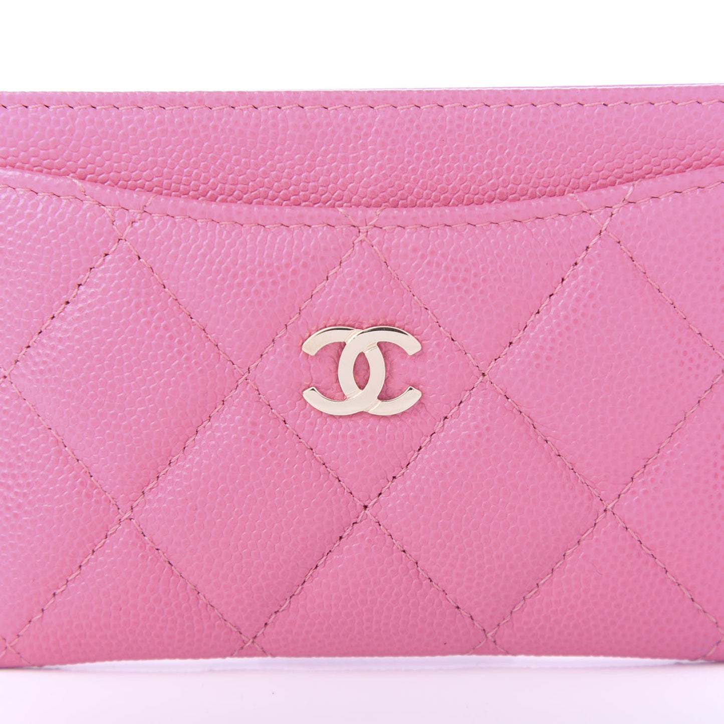 Shiny Caviar Quilted Card Holder Pink