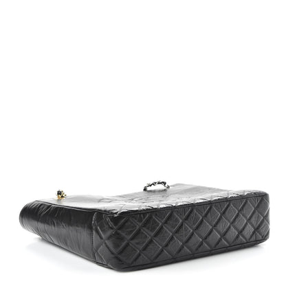 Chanel Shiny Aged Calfskin Quilted Large Shopping Bag Black 4 of 11