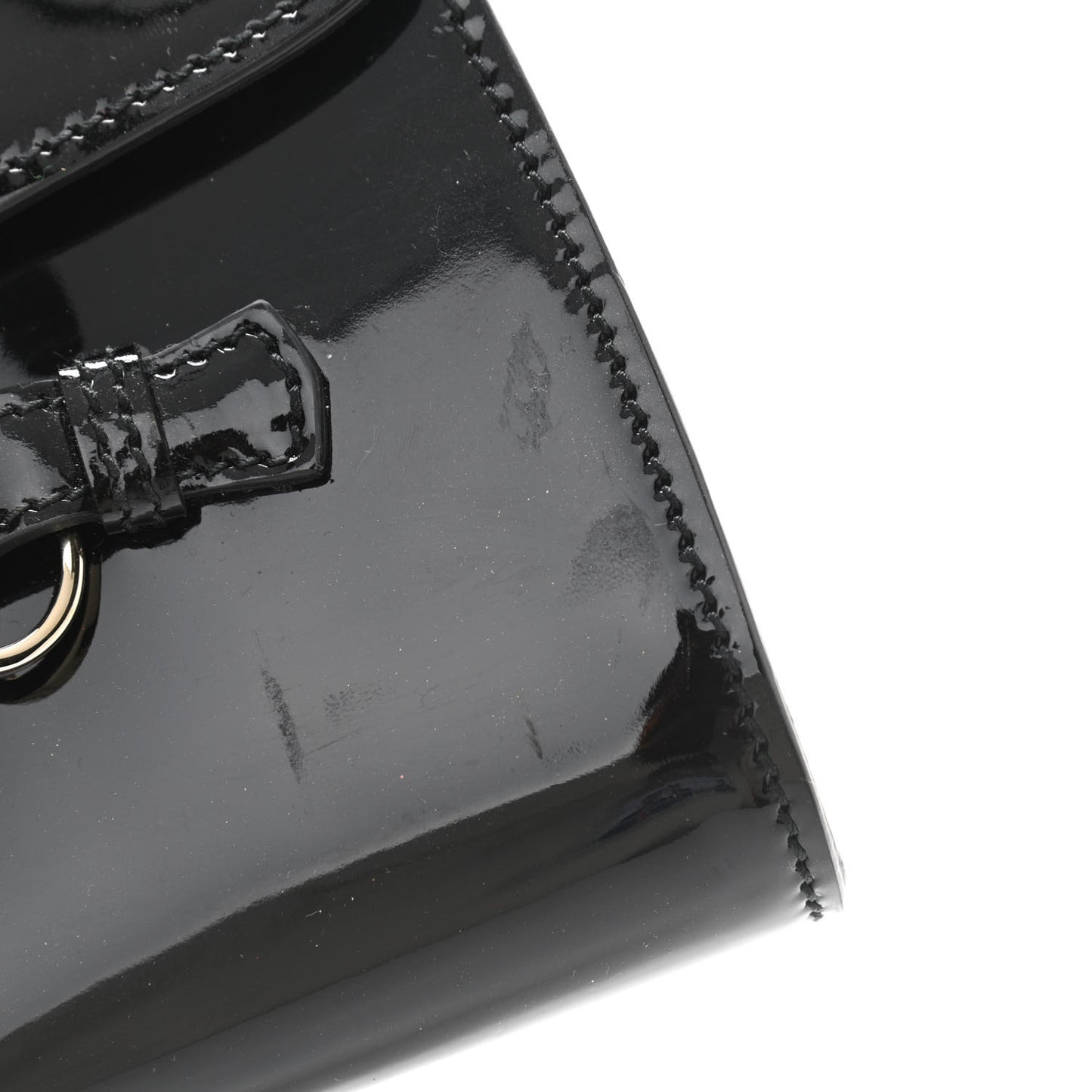 Patent Small Emily Chain Shoulder Bag Black