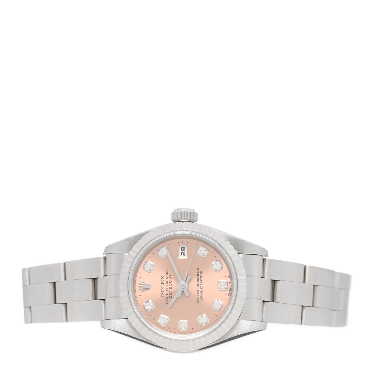 Stainless Steel 18K White Gold Diamond 26mm Oyster Perpetual Datejust Watch Pink 69174