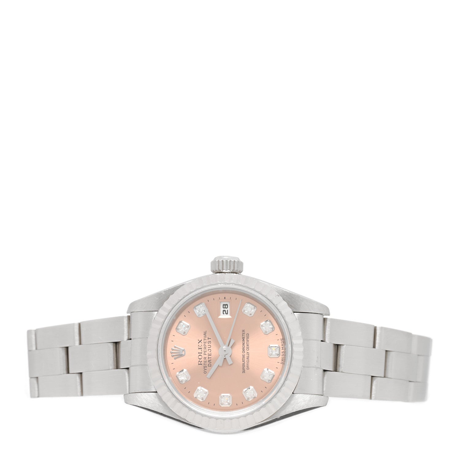 Rolex Stainless Steel 18K White Gold Diamond 26mm Oyster Perpetual Datejust Watch Pink 69174 2 of 5