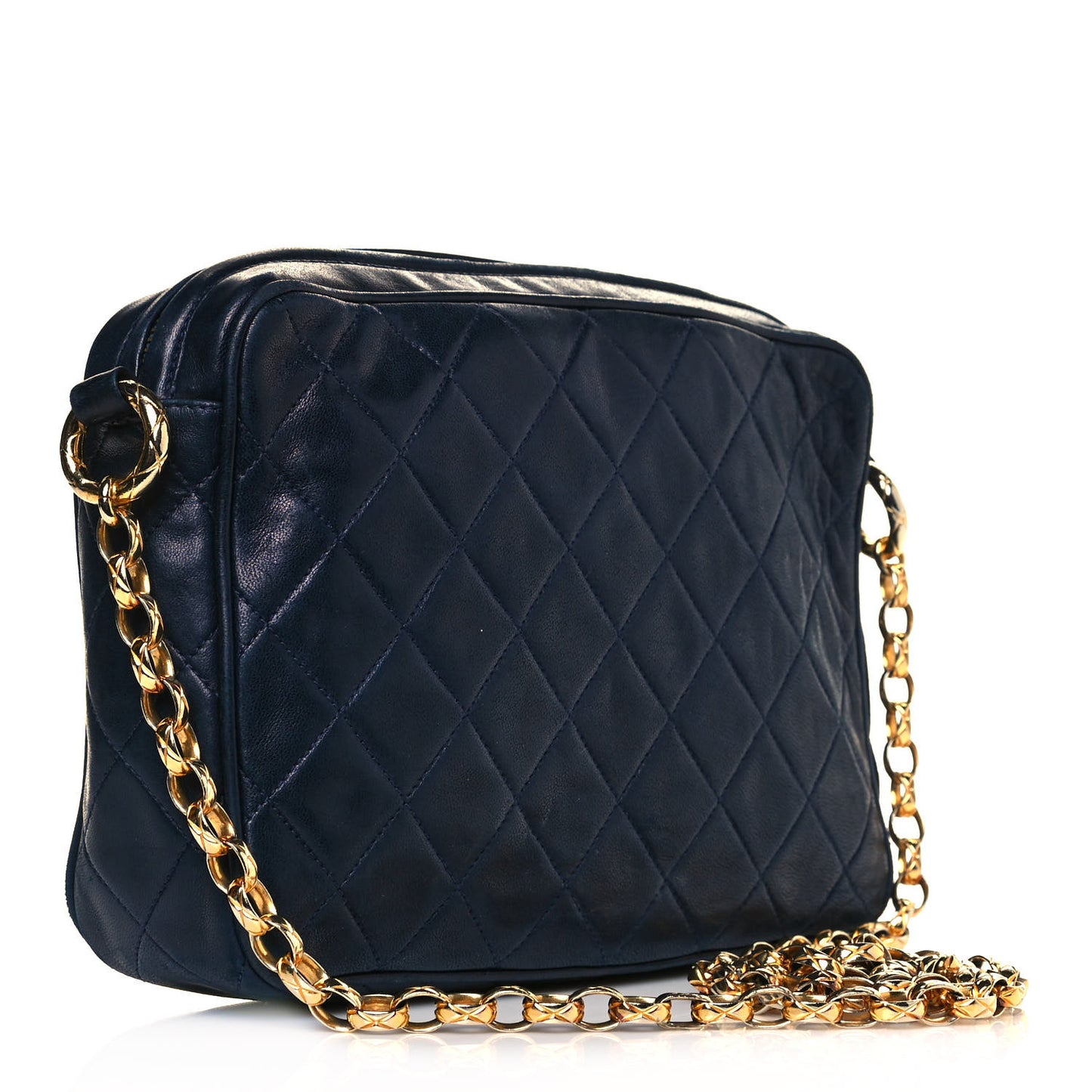 Lambskin Quilted CC Tassel Camera Case Navy