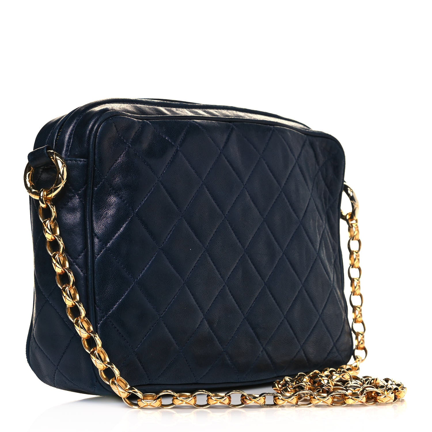 Chanel Lambskin Quilted CC Tassel Camera Case Navy 4 of 14