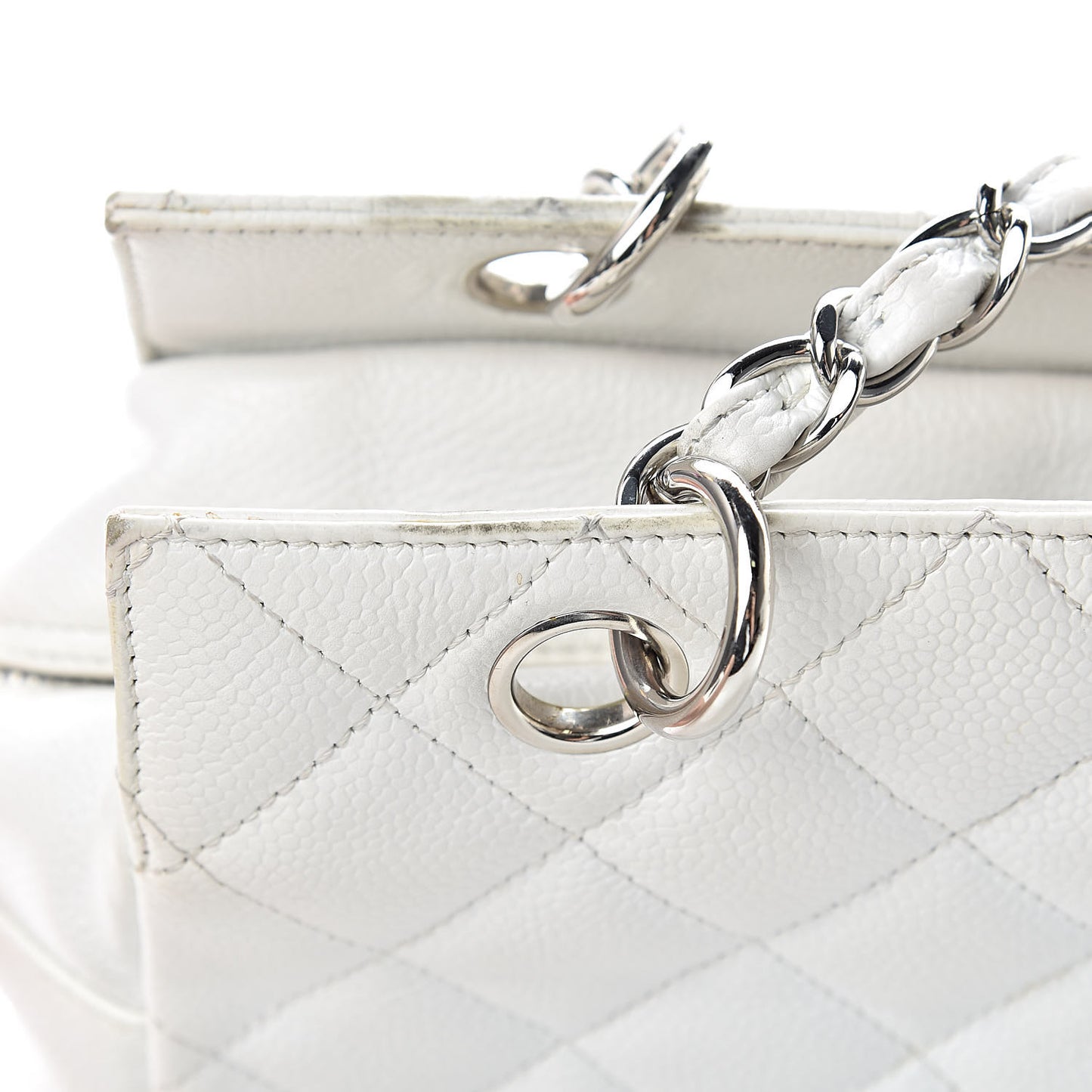 Caviar Quilted Petit Timeless Tote PTT White