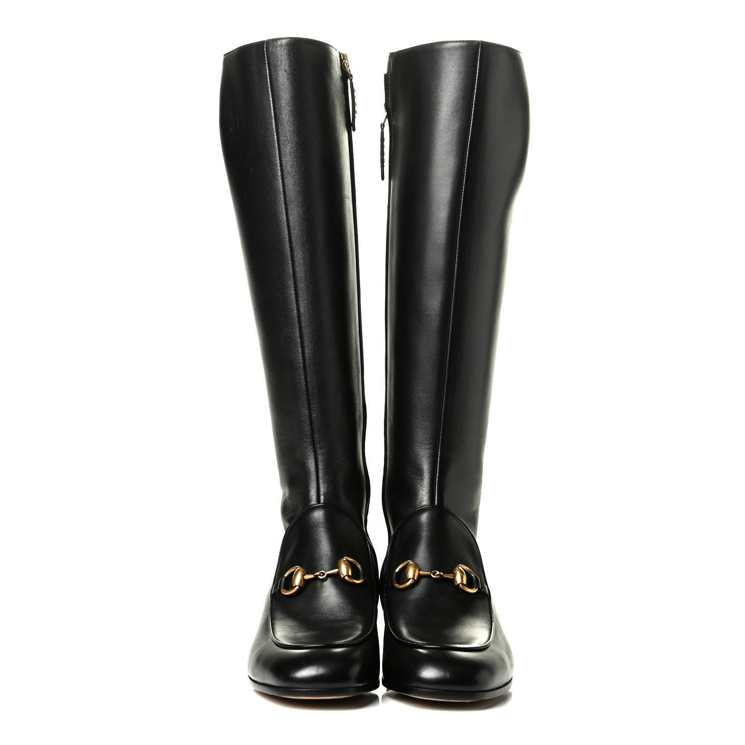 Gucci Calfskin Knee High Horsebit Crystal Heel Boots 35 Black 2 of 6