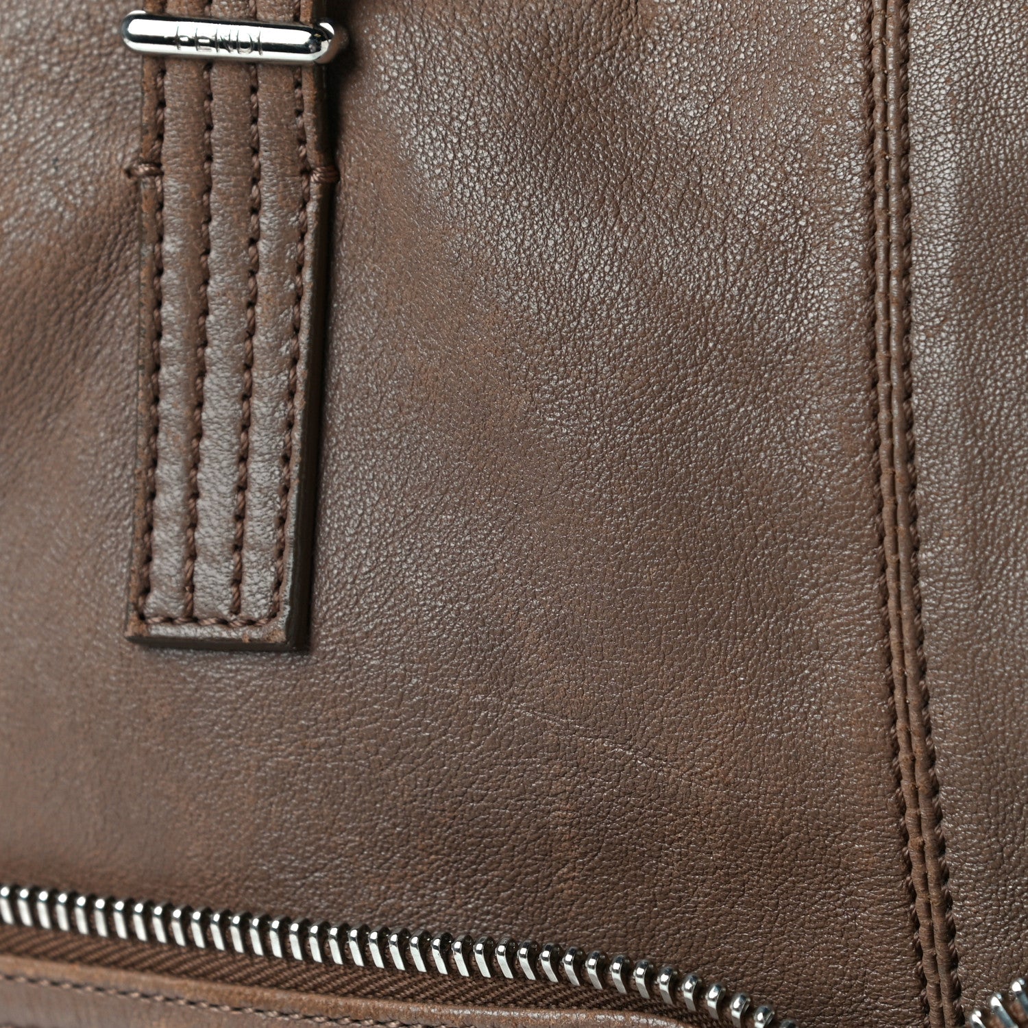 Fendi Sheepskin Zipper Satchel Beige 13 of 16