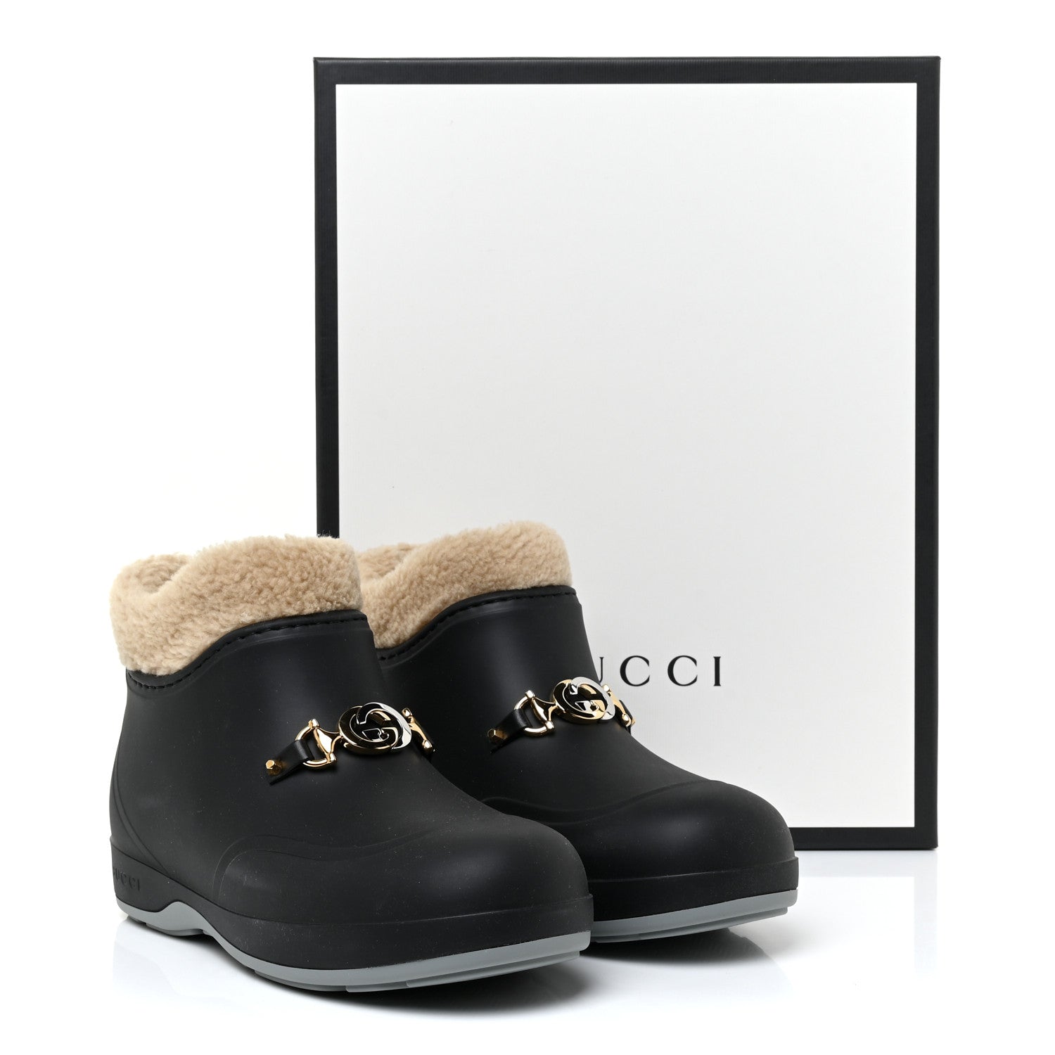 Gucci Rubber Wool Womens Crossy Ankle Boots 36 Black Butterscotch 10 of 10