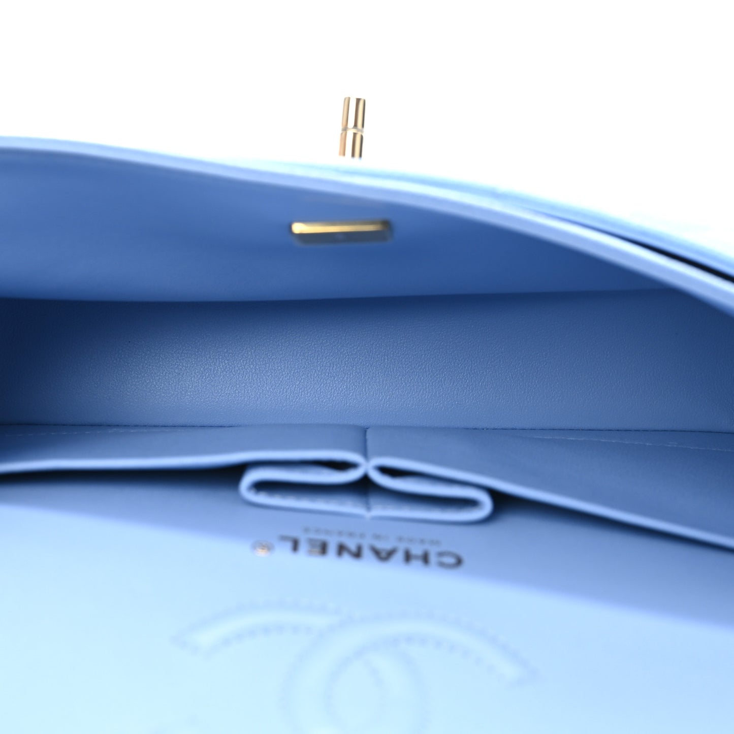 Caviar Quilted Small Double Flap Light Blue