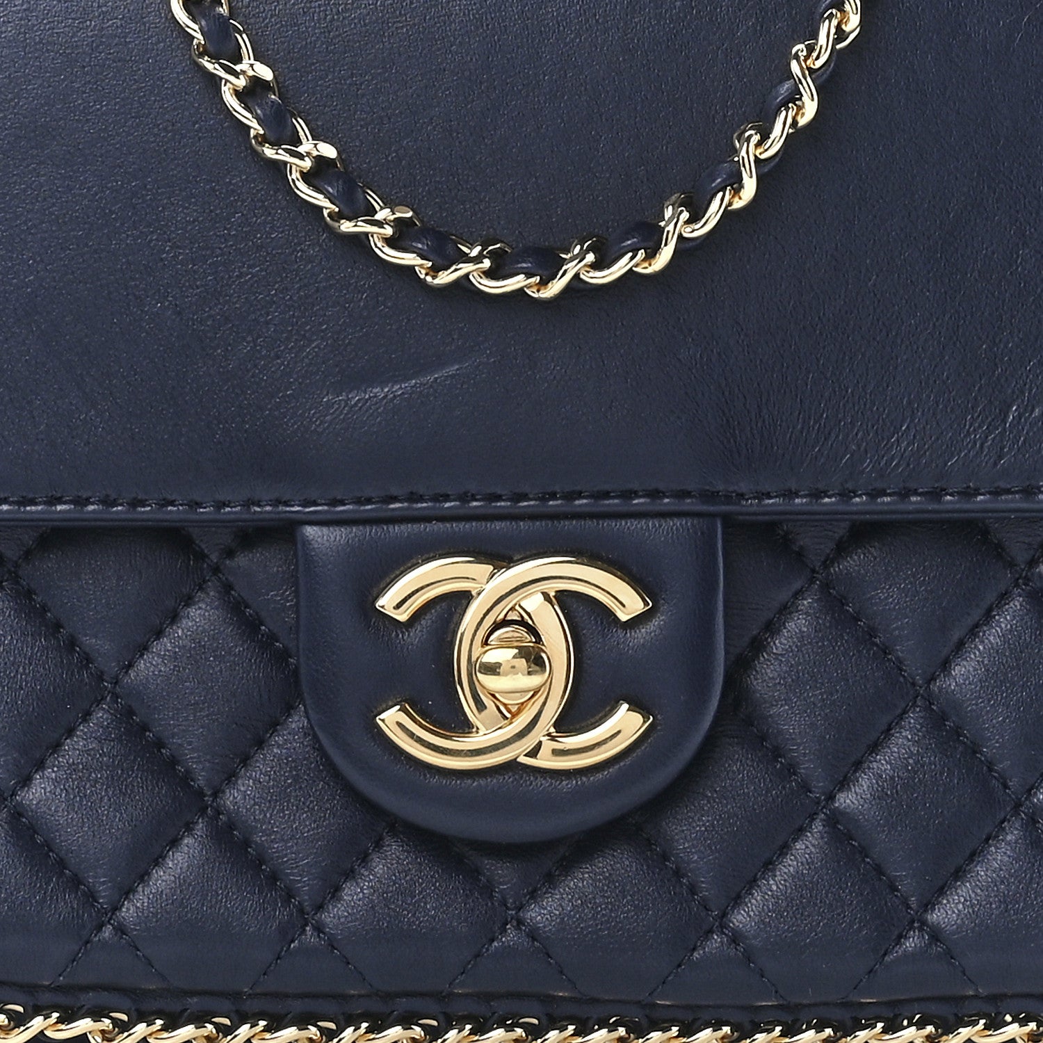 Chanel Lambskin Quilted Large CC Unchained Crossbody Navy 8 of 11