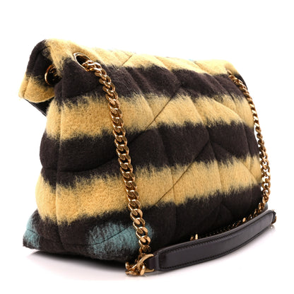 Saint Laurent Tie Dye Wool Quilted Small Loulou Puffer Monogram Chain Satchel Yellow Pacific Blue Dark Pecan 3 of 11
