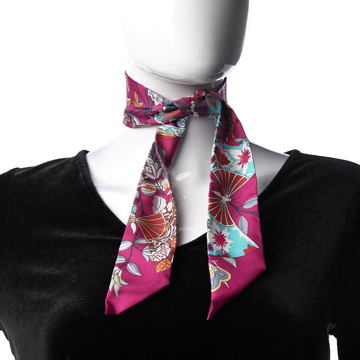 Silk Fleurs et Papillons de Tissus Twilly Fuchsia Turquoise Beige