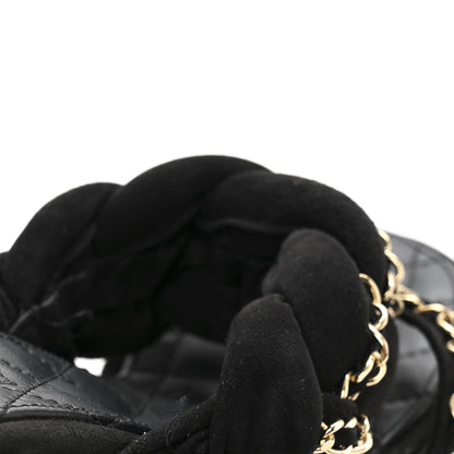 Chanel Kid Suede Chain Braided Sandals 36.5 Black 10 of 10