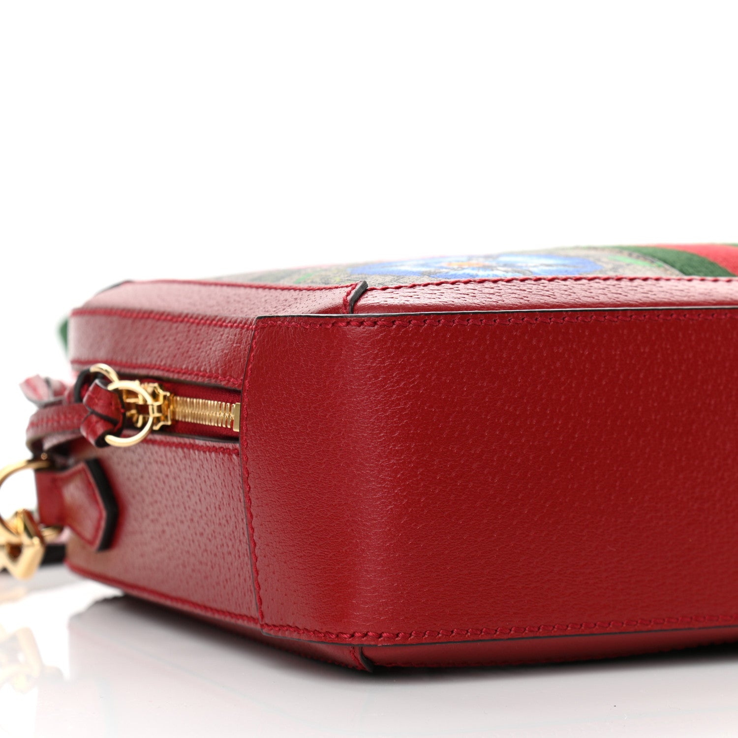Gucci GG Supreme Monogram Flora Web Small Ophidia Top Handle Shoulder Bag Hibiscus Red 10 of 13