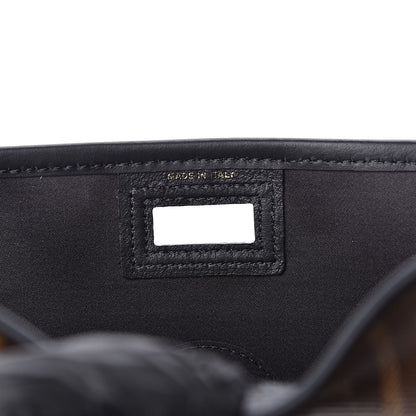 Fendi Glazed Fabric Vitello Century FF 1974 Stamp Patch Mini Peekaboo Defender Cover Mogano Panna Black 8 of 9