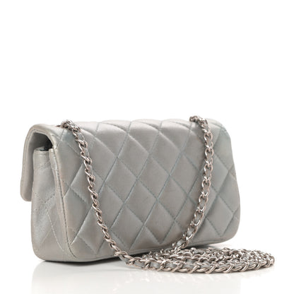 Chanel Metallic Lambskin Quilted Extra Mini Rectangular Flap Silver 3 of 14