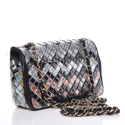 Chanel Lambskin Mosaic Small Flap Black Gold Light Blue 3 of 7
