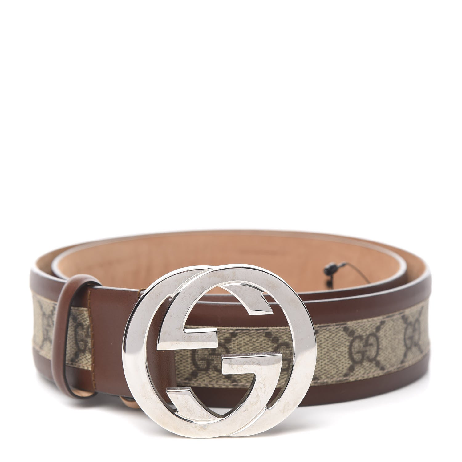 Gucci GG Supreme Monogram Selleria Interlocking G 40mm Belt 85 34 Beige Ebony Cuir 1 of 7