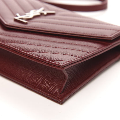 Saint Laurent Grain De Poudre Matelasse Chevron Monogram Envelope Chain Wallet Palissandre 8 of 8