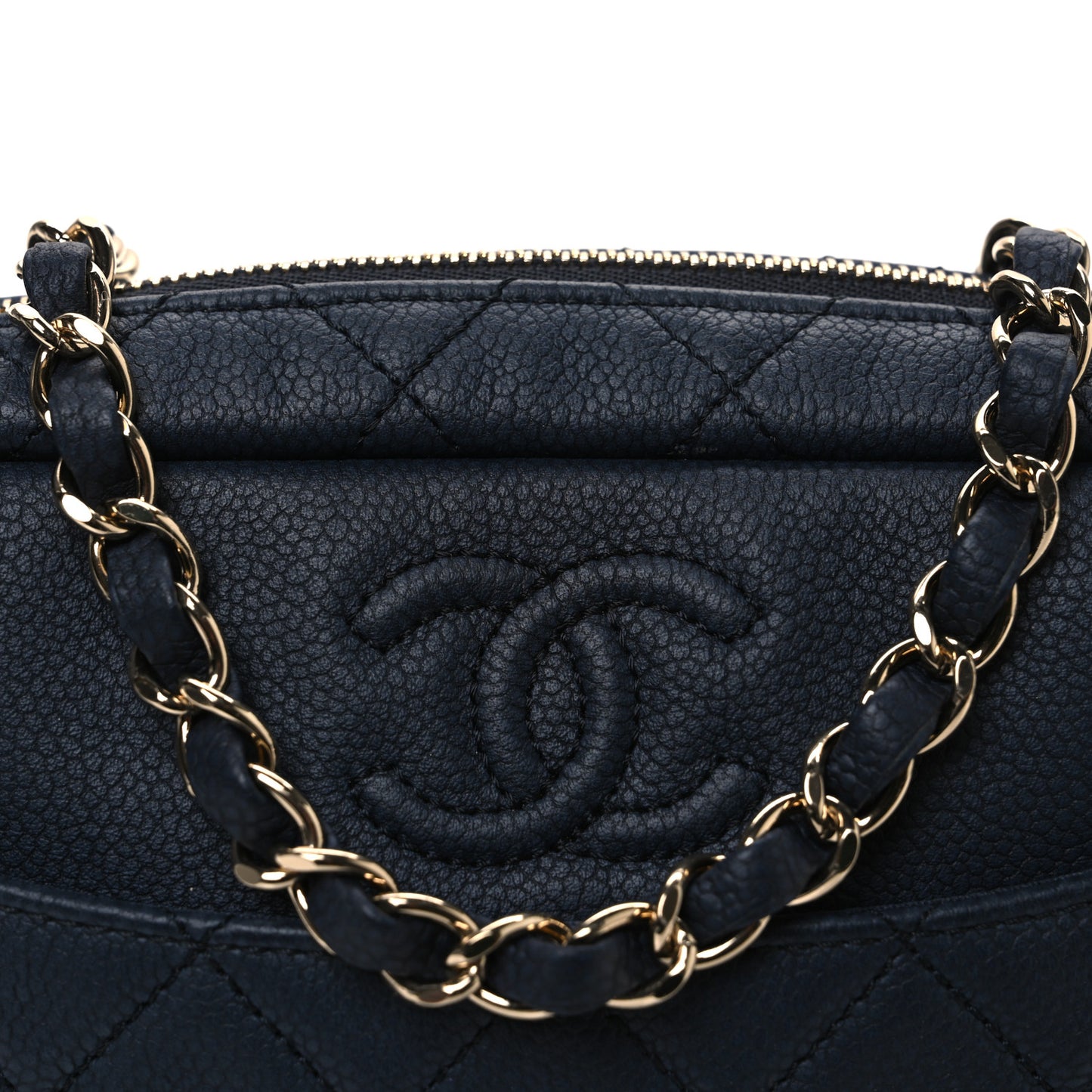Caviar Quilted Small Coco Tassel Camera Case Dark Navy