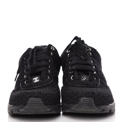 Chanel Tweed Calfskin Sneakers 40 Black White 2 of 14