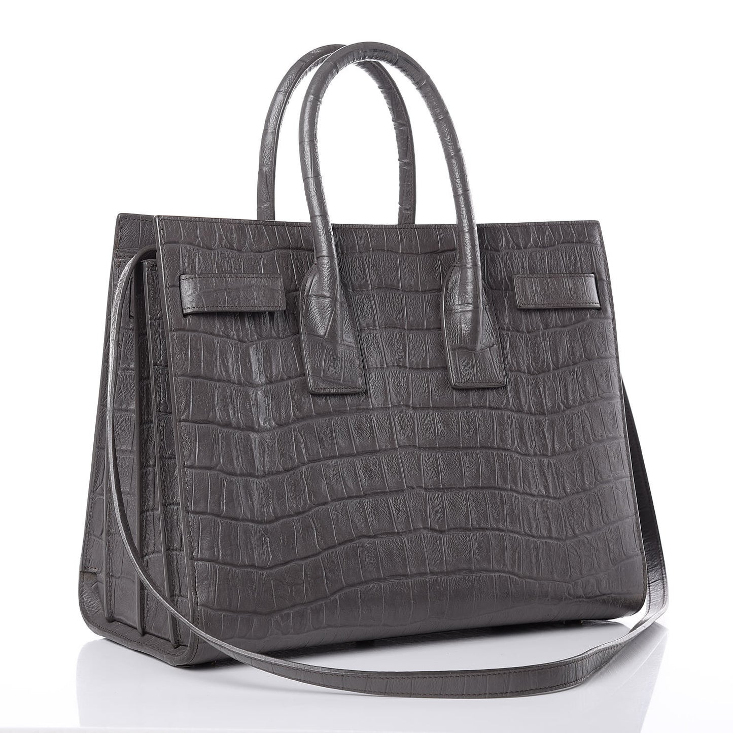 Calfskin Crocodile Embossed Small Sac De Jour Fog