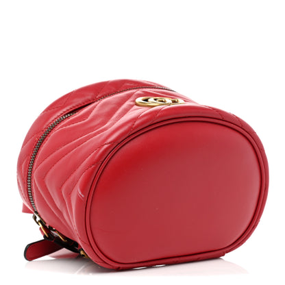 Gucci Calfskin Matelasse Mini GG Marmont Round Backpack Hibiscus Red 4 of 9