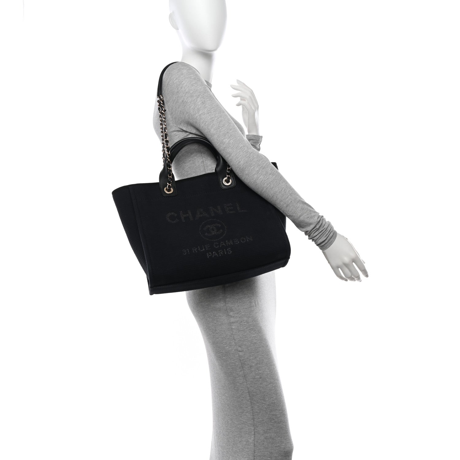 Chanel Mixed Fibers Small Deauville Tote Black 2 of 12